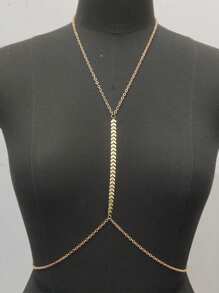 1 件时尚金色身体链配金属吊坠，性感沙滩链项链比基尼腰饰，适合派对和胸饰