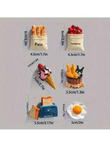 SHEIN 6 magneți de frigider, magneți de frigider cu alimente 3D, magneți decorativi drăguți, magneți de frigider personalizați, potriviți pentru table albe de bucătărie și birou, dulapuri de depozitare și mașini de spălat vase, decorare bucătărie, decorare casă, cadouri de Ziua Mamei