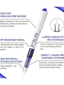 SHEIN 8 支/16 支速干细头塑料钢笔，带可拆卸笔帽，EF 笔尖，一次性直接填充墨水笔 - 8pcs彩色(opp袋裝) - 查看 3