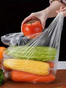 SHEIN Un conjunto de 100 bolsas de plástico blancas y transparentes, bolsas para desayuno, bolsas de envasado de alimentos desechables, bolsas de plástico para supermercados y compras, adecuadas para uso diario