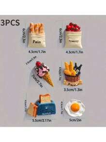 SHEIN 6 magneți de frigider, magneți de frigider cu alimente 3D, magneți decorativi drăguți, magneți de frigider personalizați, potriviți pentru table albe de bucătărie și birou, dulapuri de depozitare și mașini de spălat vase, decorare bucătărie, decorare casă, cadouri de Ziua Mamei