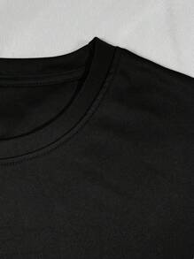 INAWLY Women's Minimalist Print Round Neck Short Sleeve T-Shirt - Black - View 5