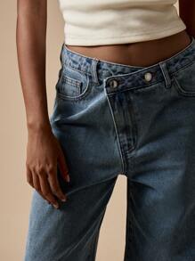 MISSGUIDED 高腰阔腿牛仔裤复古 Y2K 风格牛仔裤休闲宽松个性下装现代时尚秋冬 - 淺色水洗藍 - 查看 4