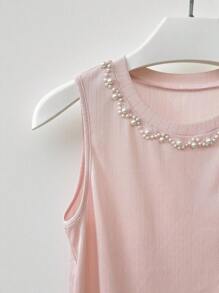 INAWLY 女士无袖纯色背心，适合夏季 - 粉色 - 查看 6