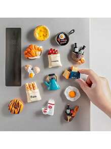 SHEIN 6 magneți de frigider, magneți de frigider cu alimente 3D, magneți decorativi drăguți, magneți de frigider personalizați, potriviți pentru table albe de bucătărie și birou, dulapuri de depozitare și mașini de spălat vase, decorare bucătărie, decorare casă, cadouri de Ziua Mamei