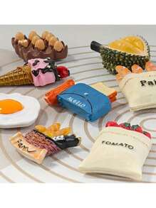 SHEIN 6 magneți de frigider, magneți de frigider cu alimente 3D, magneți decorativi drăguți, magneți de frigider personalizați, potriviți pentru table albe de bucătărie și birou, dulapuri de depozitare și mașini de spălat vase, decorare bucătărie, decorare casă, cadouri de Ziua Mamei