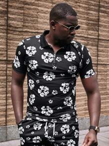 Manfinity VCAY Men's Knitted Fashion Casual Loose Short Sleeve POLO Shirt - Black - View 4