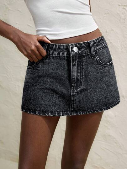 Maija Women's Denim Mini Skirt, Y2K Style , Music Concert Apparel, Back-To-School Streetwear,Autumn Outfits For Women, Christmas Women's Clothing