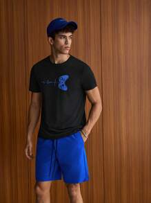 Manfinity VCAY Men Color Block Gamepad & Letter Graphic Short Sleeve Tee & Drawstring Waist Shorts - Multicolor - View 4