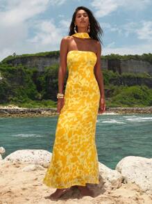 Opulessa Vestido slim fit con estampado de malla de punto para mujer