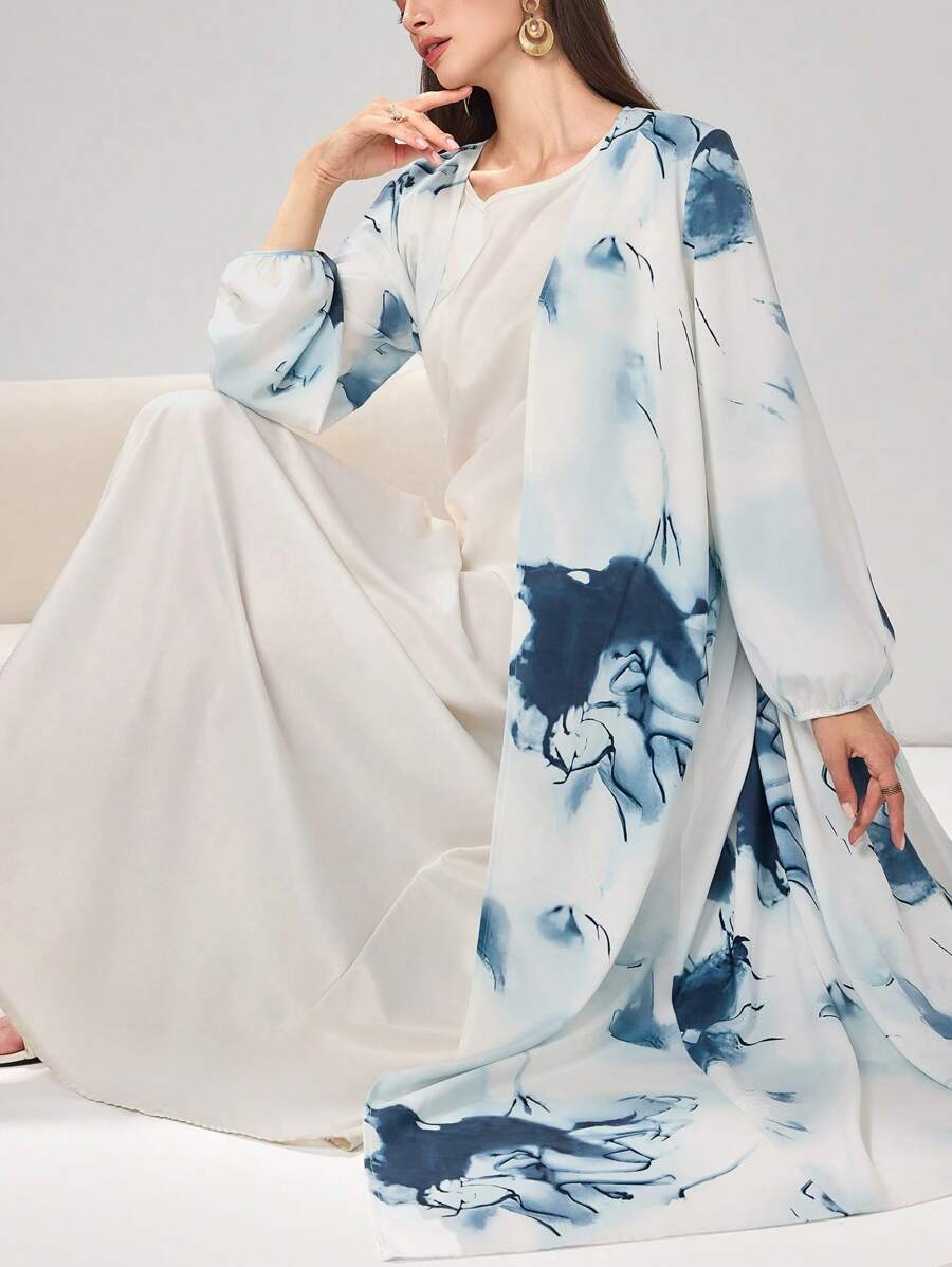 Al Najma Arabic Abaya, Long Sleeve, Fashion, Suitable For Summer - Blue - View 1