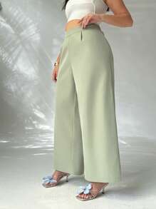 SHEIN Privé Plus Size High-Waisted Pleated Wide Leg Pants, Elegant Casual Commuter Versatile Luxury Retro College Style, Suitable For Office, Afternoon Tea, Dates, Concerts, Parties, Autumn/Winter