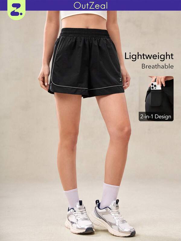 OutZeal Shorts femme légers résistants à l'eau avec short intégré, bandes réfléchissantes, shorts noirs pour randonnée extérieure
