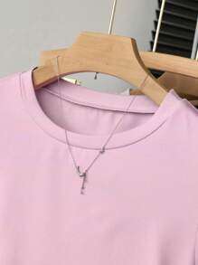 Set de 3 piezas de tops para mujer para exteriores, en color champán, marrón moca y negro, nuevas llegadas de verano, camiseta ajustada con pliegues, de moda y versátil, con estilo ca - Multicolor 8 - Ver 5