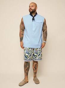 EASEVO Herren Große Größen lässiges ärmelloses halbes Knopf Webgewebe Tanktop, geeignet für Sommer, Schule