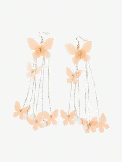 SHEIN SXY Elegant Women's Butterfly & Tassel Dangle Earrings