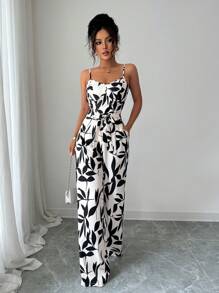 Selianne Women's Vacation Floral Print Tie-Waist Wide Leg Jumpsuit - Multicolor - View 6