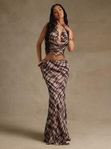 Hauture Minirock für Damen mit Karo-Muster und Knotendetail