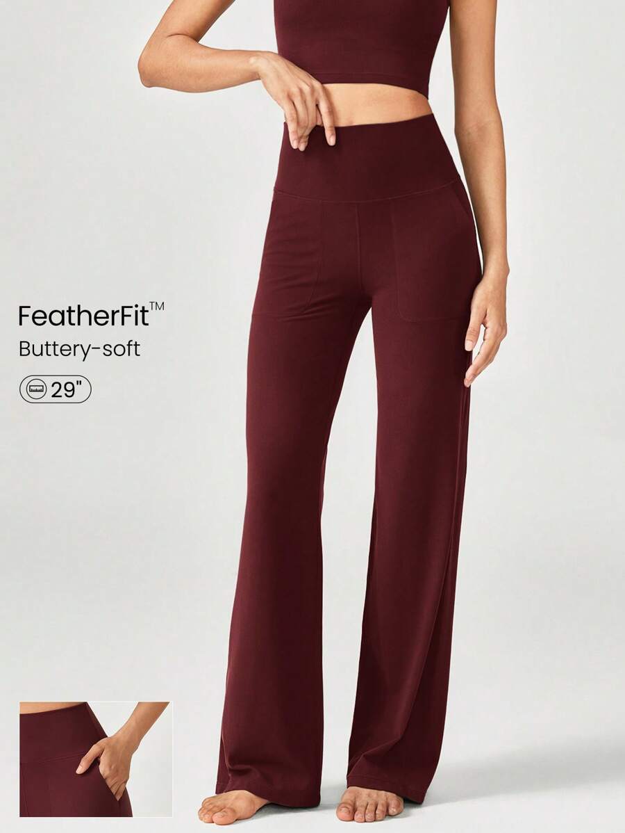 GLOWMODE 29" FeatherFit™ Ease Into It Wide Leg Ultra High-Waist Leggings With Pocket Fall Fall Winter
