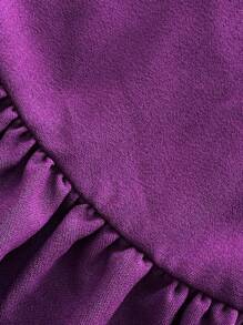 Maweii Plus Size Women Elegant V-Neck Flounce Hem Long Party Dress, Solid Color