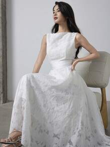 Heiryn Váy không tay cạp chun màu trơn cho nữ, mùa hè - trắng - Xem 2