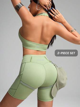 Innovista 塑形与运动必备套装，健身活力两件套/两件训练套装，配套运动服，上衣和紧身短裤，无需蹲姿，高弹力吸汗面料，如黄油般柔软的上衣和高腰运动裤，提升运动体验，闪耀动人，适合派对和音乐节，街头性感版型，日常必备，轻松穿搭，现代运动风，秋季实用时尚，秋冬运动装