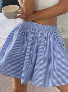 DAZY Women Striped Short Pants Lounge Pants Pajama - Blue - View 6