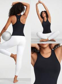GLOWMODE FeatherFit™ Routine Round Neck Racerback Tank Light Support Low Impact Yoga Studio Gym Daily Fall Winter