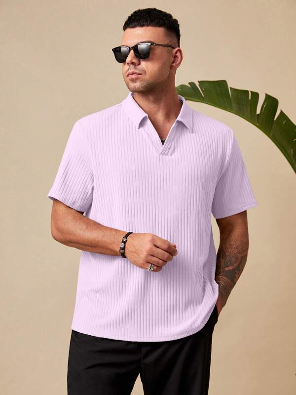 EASEVO Tricou polo bărbătesc casual tricotat cu mânecă scurtă, potrivit pentru vară (mărimi mari)