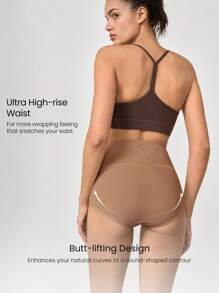 GLOWMODE 1 Pack Sculpt Fit High-Rise Waist Tummy Control Butt-Lifting Shapewear Coverage Underwear Daily Casual - Brown - View 3