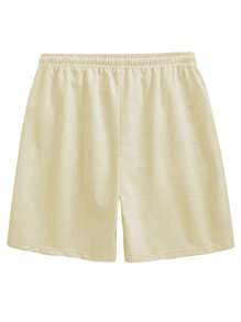 Manfinity Homme Quần short lưng rút kẻ sọc rộng rãi cho nam - Màu Khaki - Xem 2