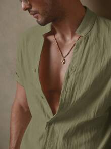 HIMLAND Set de 2 camisas casuales de manga corta con cuello vuelto y ajuste entallado, adecuadas para el verano