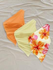 Soleia 3 chiếc áo phông in hoa thường ngày mùa xuân cho nữ Island Girl màu cam và hồng, lý tưởng cho kỳ nghỉ bên bờ biển, lãng mạn, bãi biển, kỳ nghỉ xuân, cô gái Miami mùa hè - Màu vàng - Xem 5