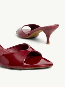 CUCCOO CHICEST 女士时尚优雅酒红色尖头细高跟凉鞋 - 酒紅色 - 查看 11