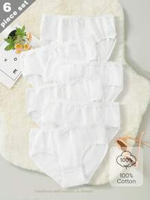 Mutandine da ragazza in cotone morbido e traspirante, con decorazione in pizzo e fiocco, di colore bianco uniforme, minimal e alla moda