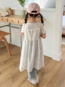 DAZY Vestido sin mangas de unicolor para niña, minimalista y de moda para el verano - Blanco - Ver 7