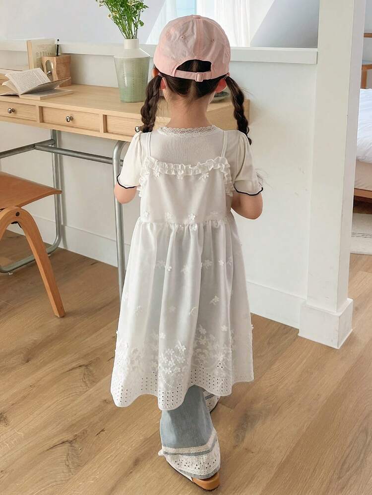 Young Girl Solid Color Sleeveless Dress, Minimalist & Fashionable For Summer