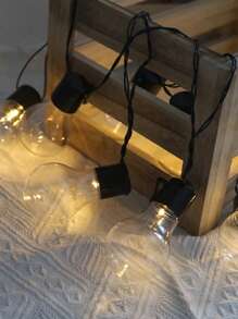 1pc LED Solar Powered 8 Modes Transparent Retro Globe String Lights, Suitable For Garden Decoration, Camping Tent Decor, Holiday Wedding Outdoor Lighting Fall Decor House Decor Outdoor Decor - Warm color - View 6