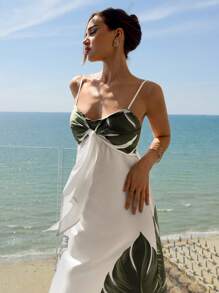 Aloruh 波西米亚风度假花卉印花夏季休闲无袖连衣裙 - 白色 - 查看 1