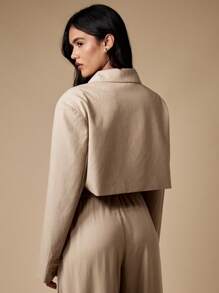 MISSGUIDED Blazer corto de raya diplomática de moda contemporánea para uso profesional de oficina, de un solo botón, para otoño, invierno y primavera