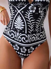 Swim Vcay 女士性感编织V领连体泳衣，适合海滩度假