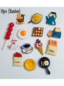 SHEIN 6 magneți de frigider, magneți de frigider cu alimente 3D, magneți decorativi drăguți, magneți de frigider personalizați, potriviți pentru table albe de bucătărie și birou, dulapuri de depozitare și mașini de spălat vase, decorare bucătărie, decorare casă, cadouri de Ziua Mamei