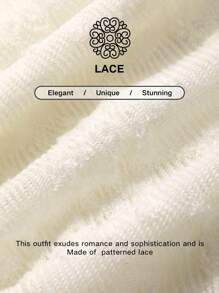 DAZY Top corto ajustado de unicolor con mangas largas y cordón para mujeres, blusas de verano transparentes, ropa de vuelta al colegio - Beis - Ver 7