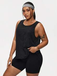 Easithlete 春夏季大码迷彩提花拼接网眼无袖宽松运动服