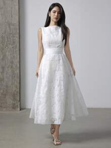 Heiryn Váy không tay cạp chun màu trơn cho nữ, mùa hè - trắng - Xem 7