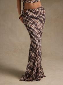 Hauture Minirock für Damen mit Karo-Muster und Knotendetail