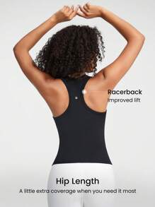GLOWMODE FeatherFit™ Routine Round Neck Racerback Tank Light Support Low Impact Yoga Studio Gym Daily Fall Winter