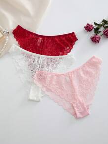 3pcs/Set Minimalist Romantic Lace Women's Bikini Briefs - Multicolor - View 4