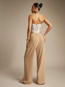 Hauture Women's Sexy Going Out Sheer Nude Ruched Bustier Top