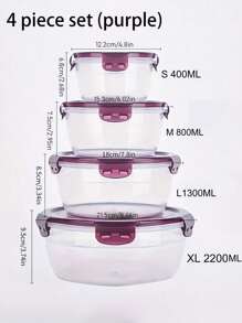 SHEIN Purple And Green Transparent Airtight Food Storage Containers, Round Fresh-Keeping Containers With Lids, Best Food Containers To Keep Food Fresh, Plastic Mixing Bowls, Stackable Leakproof Reusable Kitchen Storage Containers, Microwave, Freezer And Dishwasher Friendly, Suitable For Storing Parsley, Fruits, Bread, Eggs And More.